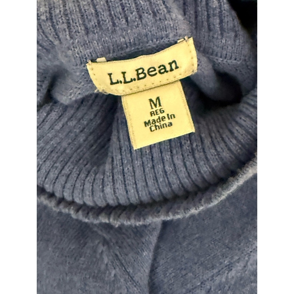 L.L. Bean Women's Turtleneck Sweater Deep Blue 95% Cotton 5% Cashmere Medium - Picture 4 of 13